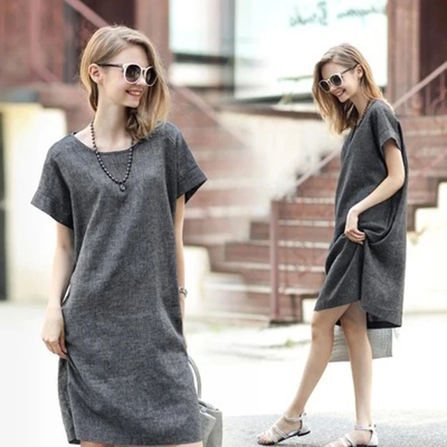 Simple Cotton Grey Dress