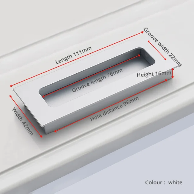 Цинковый сплав, современные встроенные ручки, кухонный шкаф, дверь шкафа, ящик, скрытые ручки, шкаф, скрытые ручки, мебель Hardwre - Цвет: White 96mm