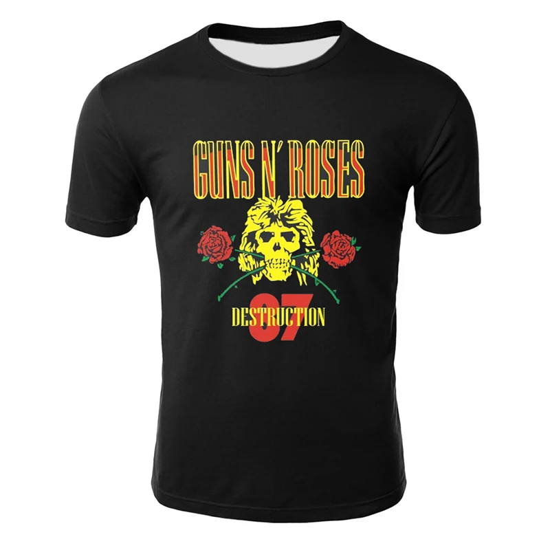 Новинка, Мужская 3D футболка, известный бренд guns N Roses, футболка с коротким рукавом для мужчин/женщин, guns N Roses, футболка с коротким рукавом, Прямая поставка