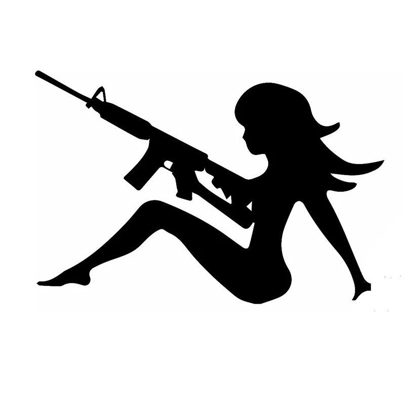 Сексуальная обнаженная девушка вооружившись штурмовые винтовки Соблазнительные автомобиля Стикеры для окна бампер мотоцикл двери