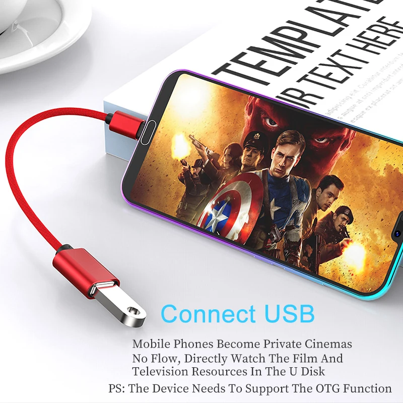 Кабель-адаптер USB OTG типа C для Xiaomi Redmi Note 7 разъем USB C типа C для samsung S10 huawei Tablet USB 2,0 OTG Adaptador