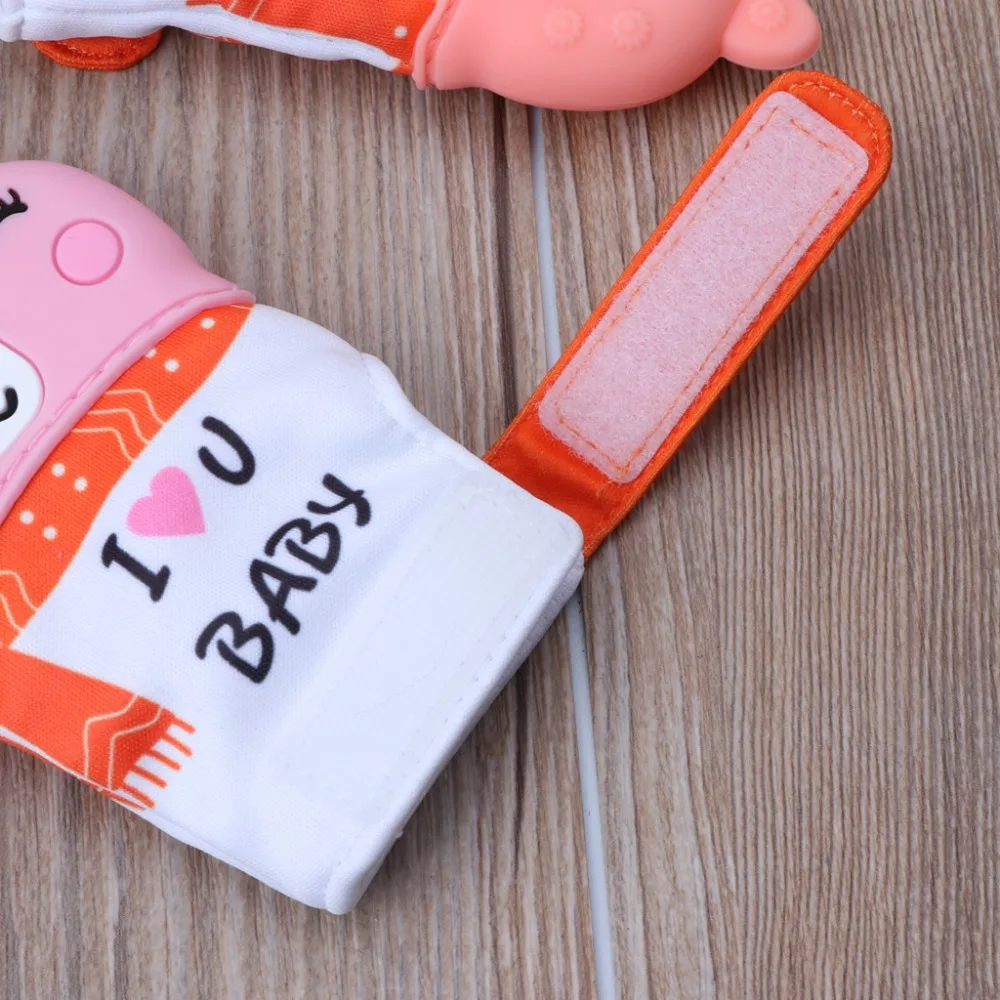 

Baby Silicone Teething Mitten Glove Sound Teether Newborn Chewable Nursing Gloves Teether Natural Stop Sucking Thumb Toy