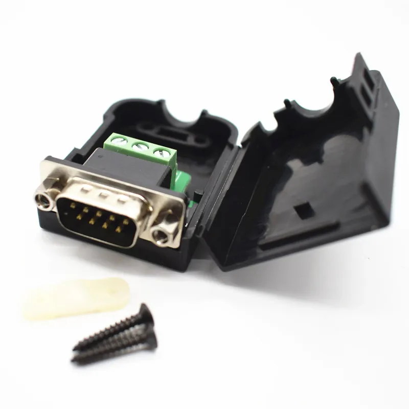 D SUB DB9 Мужской 9Pin черная крышка гайка Тип Breakout терминалы разъем платы DIY вилки|plug