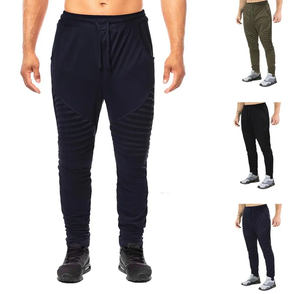 

Men's Outdoor Fitness Trainning Exercise Pants Stripe Sprot Button Pocket senderismo Gymnastic Elastic Patchwork Dropship#0708