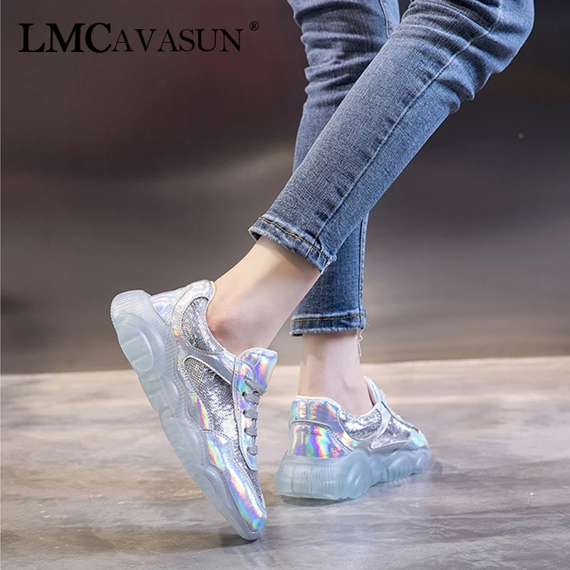 Paillettes Croix Cristal argent Printemps Chaussure Mode 2019 Homme Lacets Décontracté En Or Tissu Caoutchouc Bout attaché Rond Cuir Nouveau Bling À kuPZiX