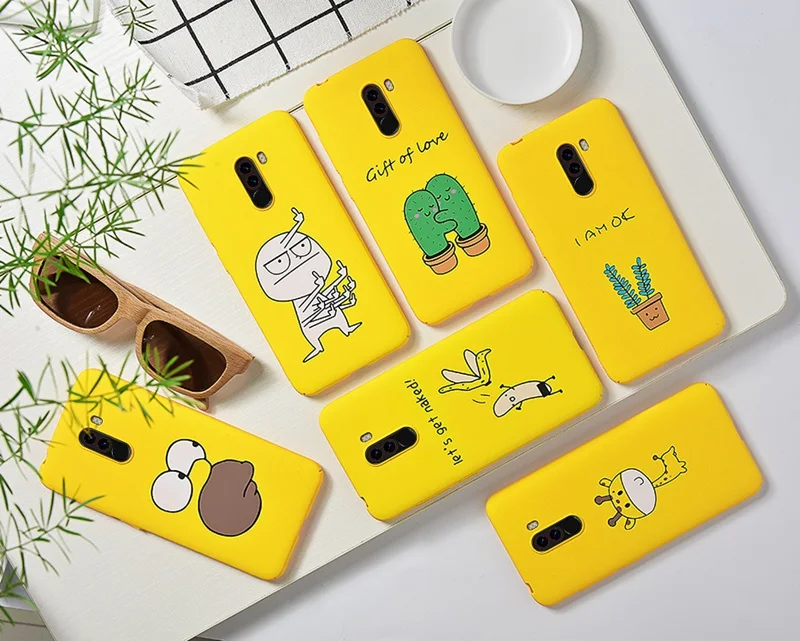 Hisomone Cute Animal Yellow Case For Xiaomi Pocophone F1 Mi A1 5X Hard Phone Case For Xiaomi Redmi 5 Plus 4X Note 5 Back Cover