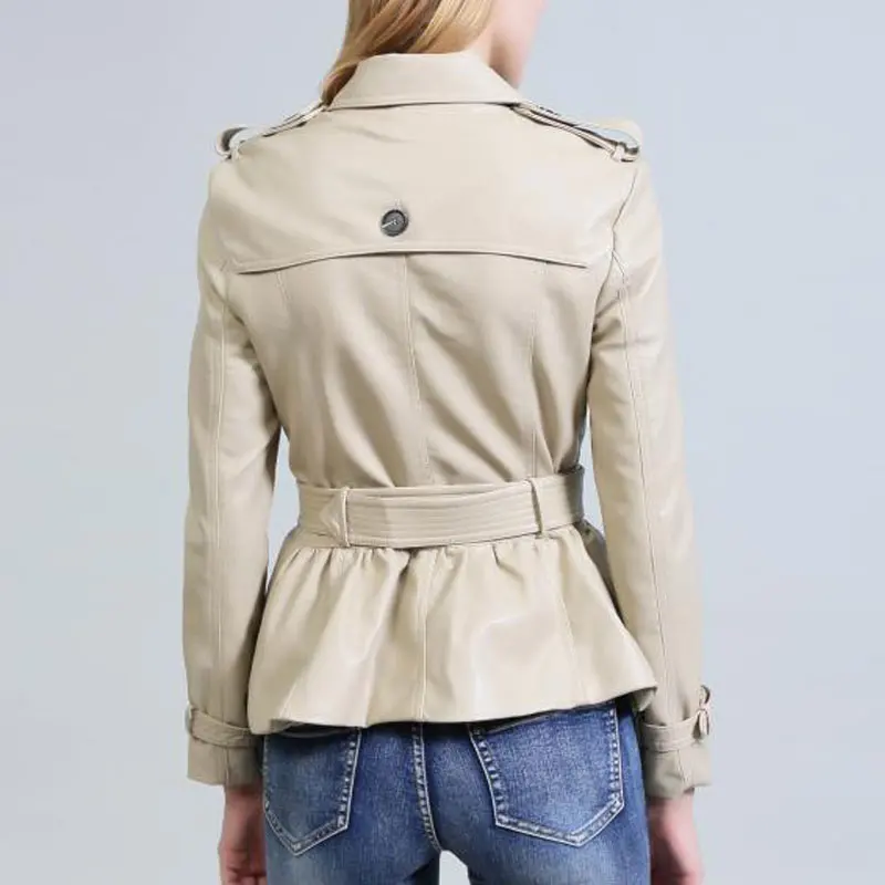 Veste Casaco Couro Femmes Faux Tranchée Breasted Piel Courte Moto Mujer Double Jaquetas En Manteau Chaqueta Cuir Kaki wHnXxE7Ox
