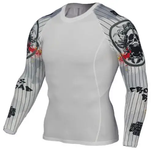 UFC компрессионная одежда мужская Функциональная футболка с длинными рукавами Рашгард MMA колготки Спортивная футболка леггинсы мужская спортивная рубашка 4xl - Цвет: 3