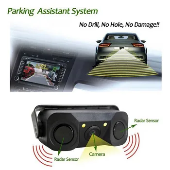 

Car Rear View Camera 170 Degree 3 In 1 Night Vision Reversing Parking Sensor Waterproof Rear Camera Vehicle Camera