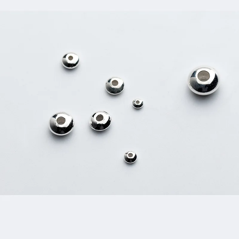 10 шт./лот, 925 пробы, серебряные плоские круглые бусины для ювелирных изделий, 3 мм, 4 мм, 5 мм, 6 мм, 7 мм, 8 мм, ручная работа