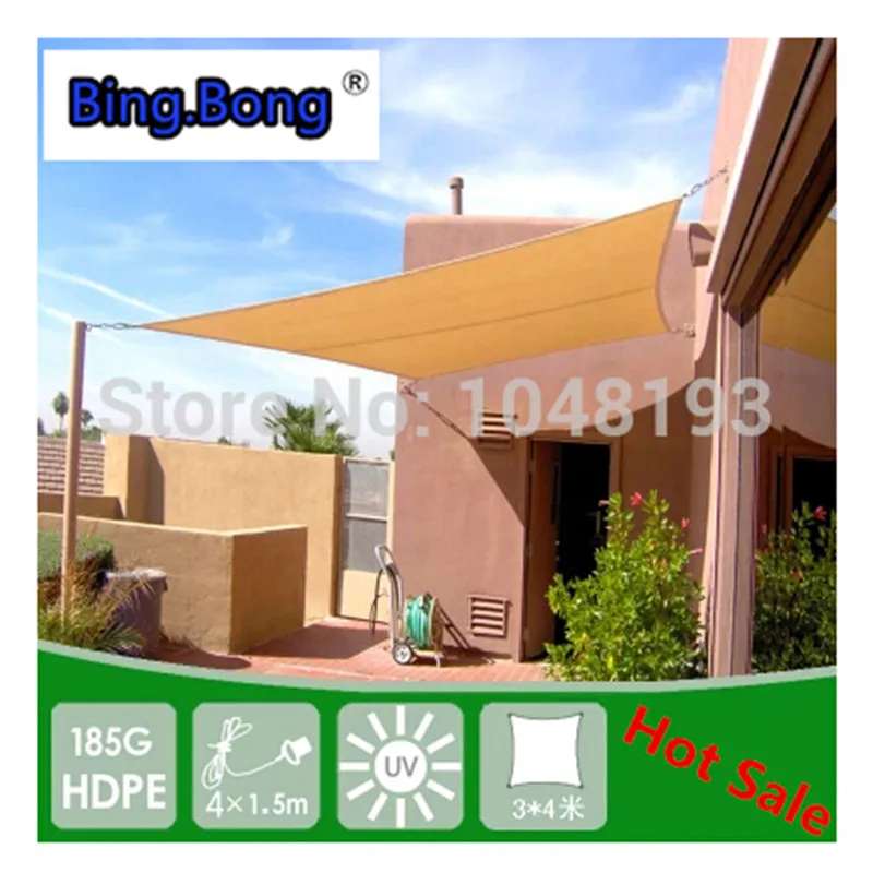 sun shade net balcony Sun shading sail HDPE mesh 3*4m square awnings