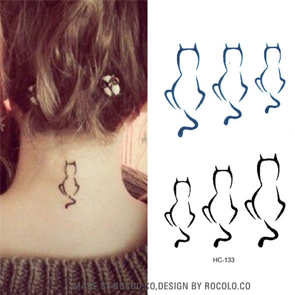 Classic Black Tatoo Cat Bird Fake Tattoo Tatuajes Hand Tatouage Body Waterproof Temporary Tattoo Sticker Small Taty