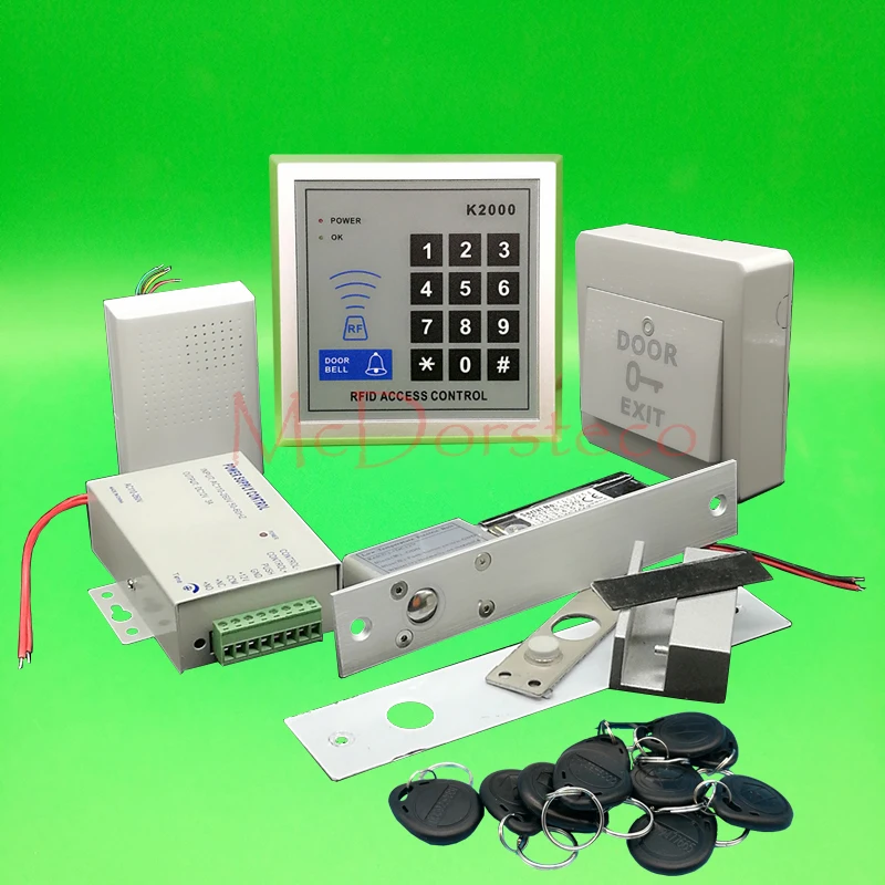 DIY 125khz Rfid Glass Door Access Control Kit Set with Electric Bolt Lock +RFID keyfob Card Full Access Control System DIY 125khz Rfid Glass Door Access Control Kit Set with Electric Bolt Lock +RFID keyfob Card Full Access Control System