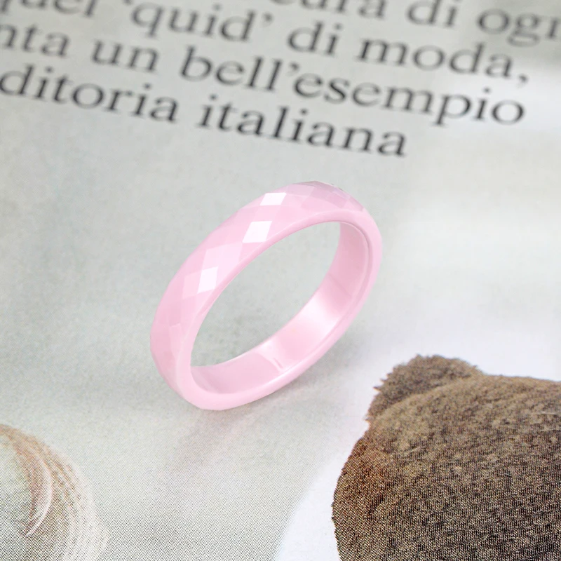 New 4mm Light Pink Black White Beautiful Hand Cut Ceramic Ring For Woman Top Quality Jewelry Without Scratches Woman Ring