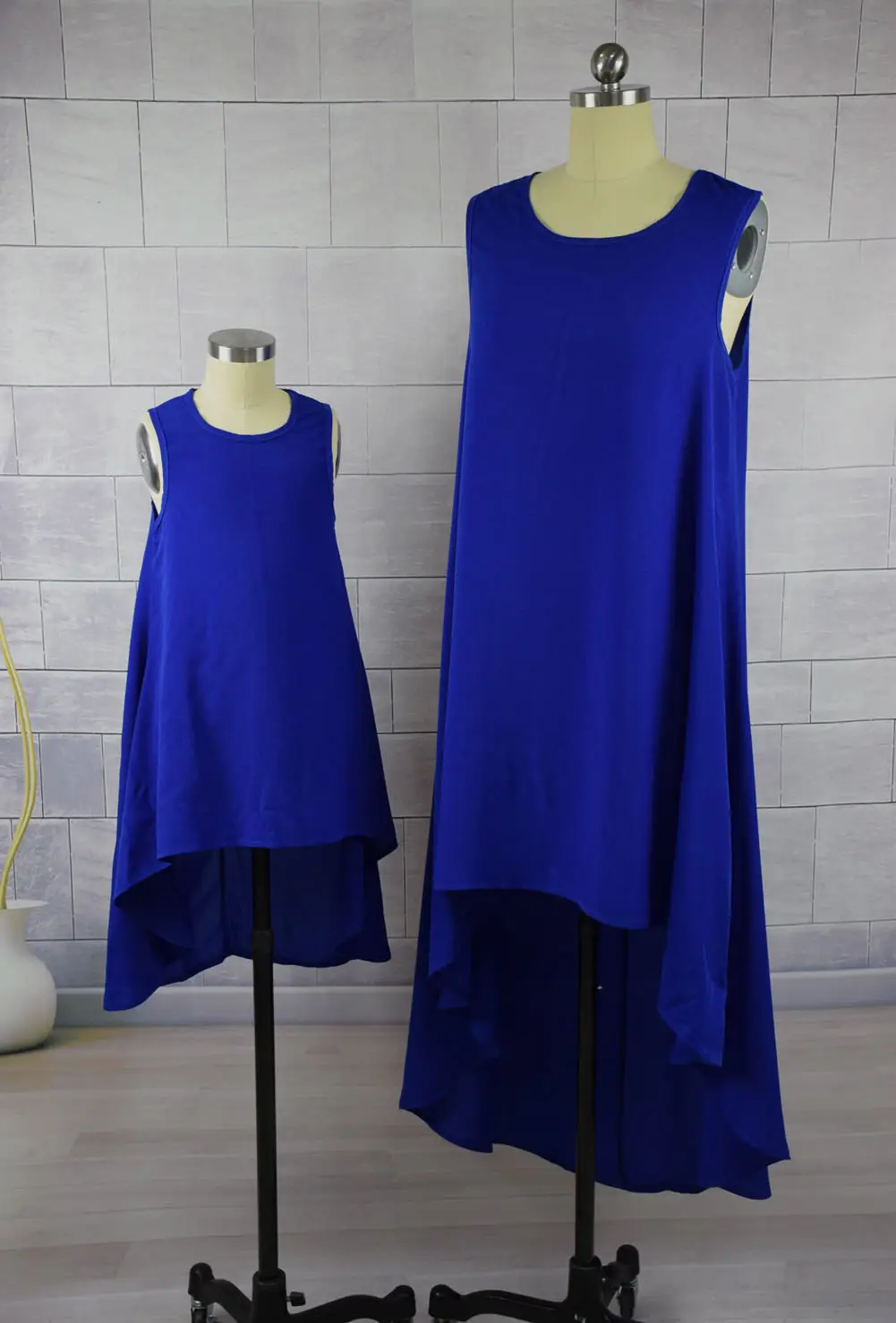 

2018 Mother Daughter Clothes Sleeveless Blue Dress Family Matching Outfit for Women Girl Casual Fashion Summer Clothes