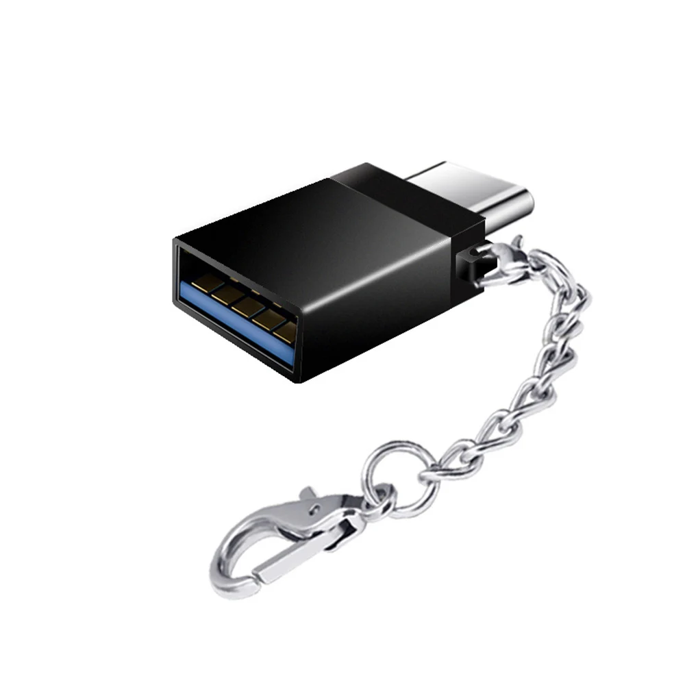 USB3.0 type C OTG адаптер с цепочкой для планшета samsung S10 S9 S8 huawei Xiaomi мобильных телефонов MacBook Pro U Disk Adapter - Цвет: Black