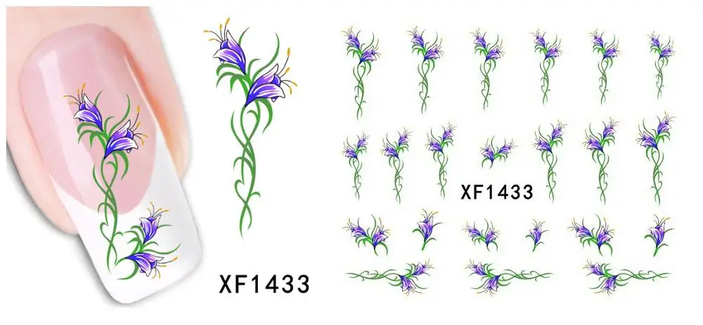 30 стилей! Модный лак для ногтей, наклейки, цветочный дизайн, переводные наклейки для ногтей - Цвет: XF1433