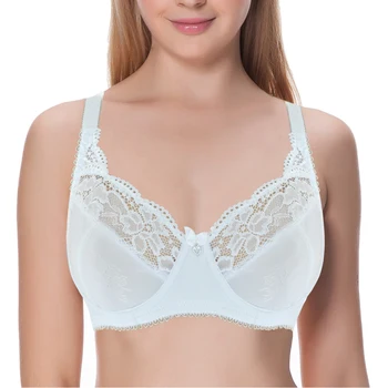 

New Big Size Bras For Women Flower Unlined Embroidery Sexy Underwear Lace Bralette Lingerie A B C D E F G 75 80 85 90 95 100 105