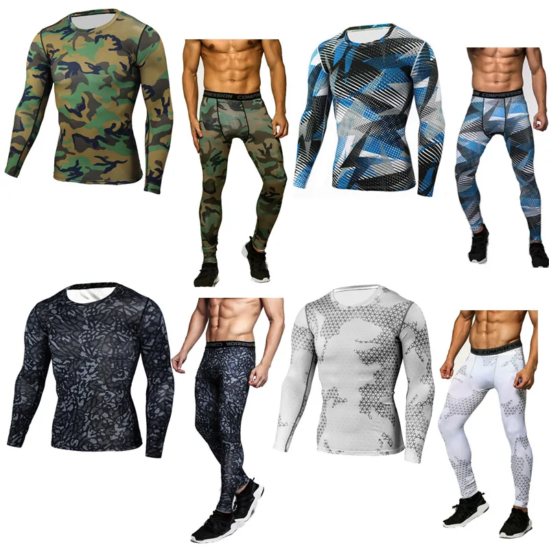 

Men's Running Clothes Compression Clothing Leggings Long-sleeved Knitwear Suit Shirt Mens Long Sleeve Sweats