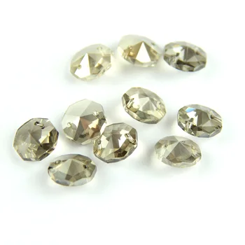 

50pcs Colorful Crystal Octagon Glass Beads In 2 Holes Beads 14mm For Home Decoration Curtain Chandelier Pendants