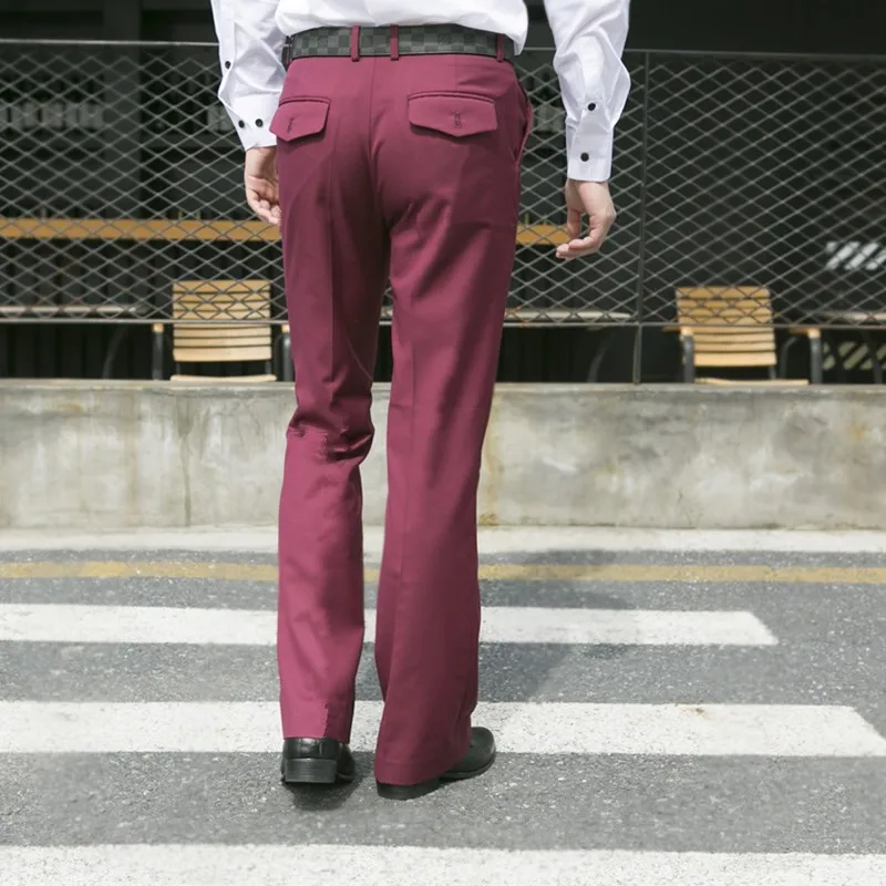 Винно-красные расклешенные брюки мужские весенние и летние тонкие брюки больших размеров тонкие корейские брюки мужские синие брюки