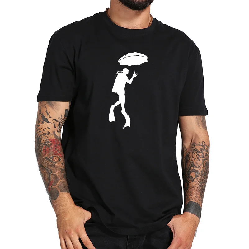 

Diving T shirt Diving High Quality Cotton Humor Black Printed T-shirt Funny Short Sleeve Soft Crew Neck Tops Tee Homme US Size