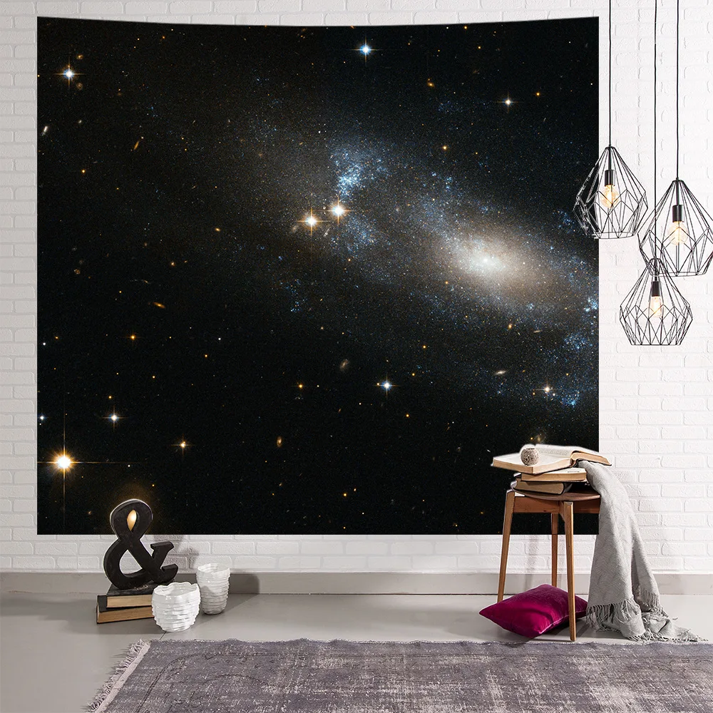 Galaxy Psychedelic Star Tapestry Wall Hanging Lightweight Polyester Fabric Forest wall hanging Decoration Home - Цвет: Тёмно-синий