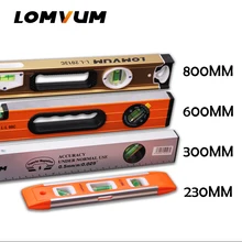 LOMVUM Высокая точность Дух Уровень Магнитный высокой несущей правитель рычаг пузыри нержавеющие горизонтальная линейка уровень духа флаконе