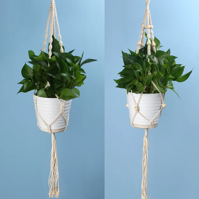 Plant Hanger Macrame Jute Rope Vintage Hanging Pots Basket Planter Holder Balcony Flowerpot Hanger Rope Decoration Wall Art