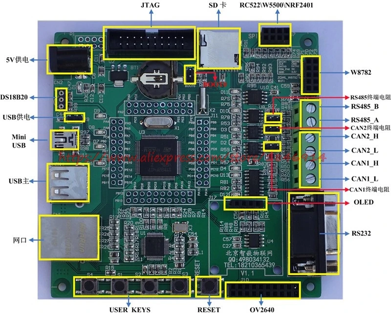 Бесплатная доставка STM32F207WIFI Совет по развитию \ W8782 \ Ethernet и Интернет вещей \ RC522 \ W5500 развития