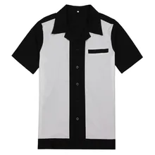 Kcoyster повседневная мужская рубашка, Стандартная посадка, рубашки в западном стиле, короткий рукав, на пуговицах, с накладным карманом, винтажные боулинг рубашки в стиле рокабилли для мужчин