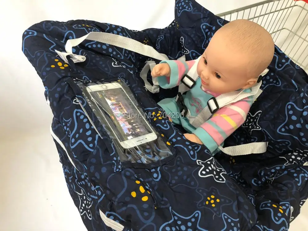 Премиум Starfish Multifunctional 2-in-1 Shopping Cart Seat Cover высокий Чехол для стула для малышей и младенцев-Starnight темно-синий