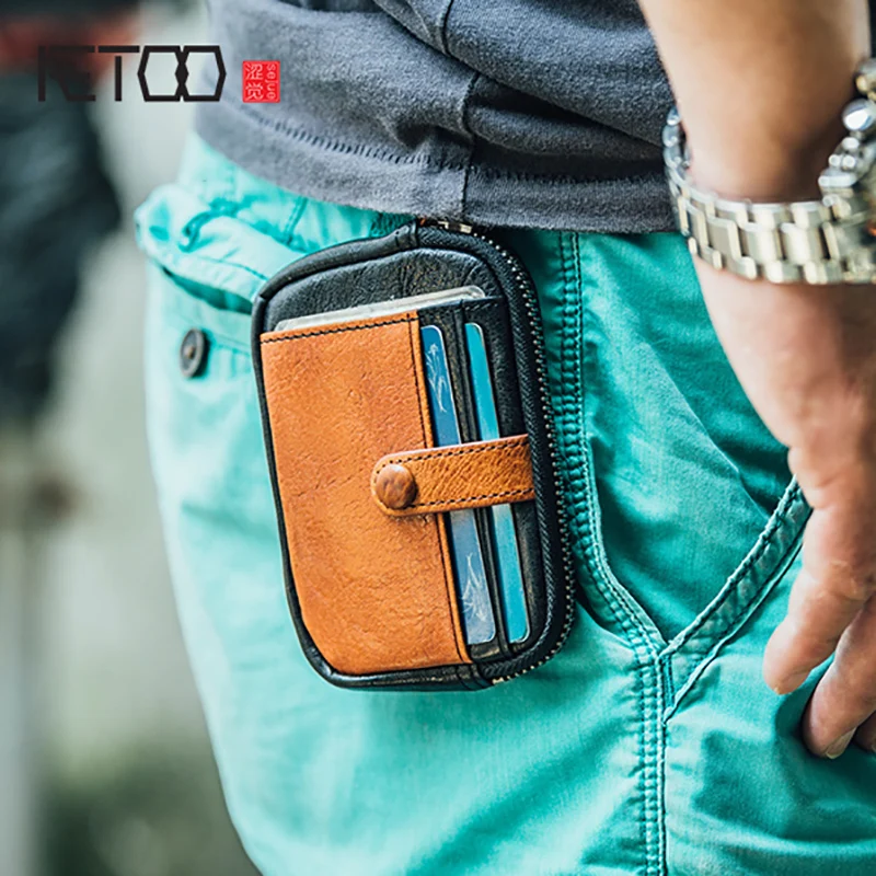 Сумка для ключей AETOO Мужская портфель из импортной воловьей кожи в стиле ретро с