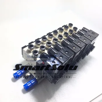 

Free shipping 4V210-08 X8 2 Positions Twin Solenoid Valve Mufflers Connected 6MM 8MM Quick Fittings Base Set 1/4" BSP