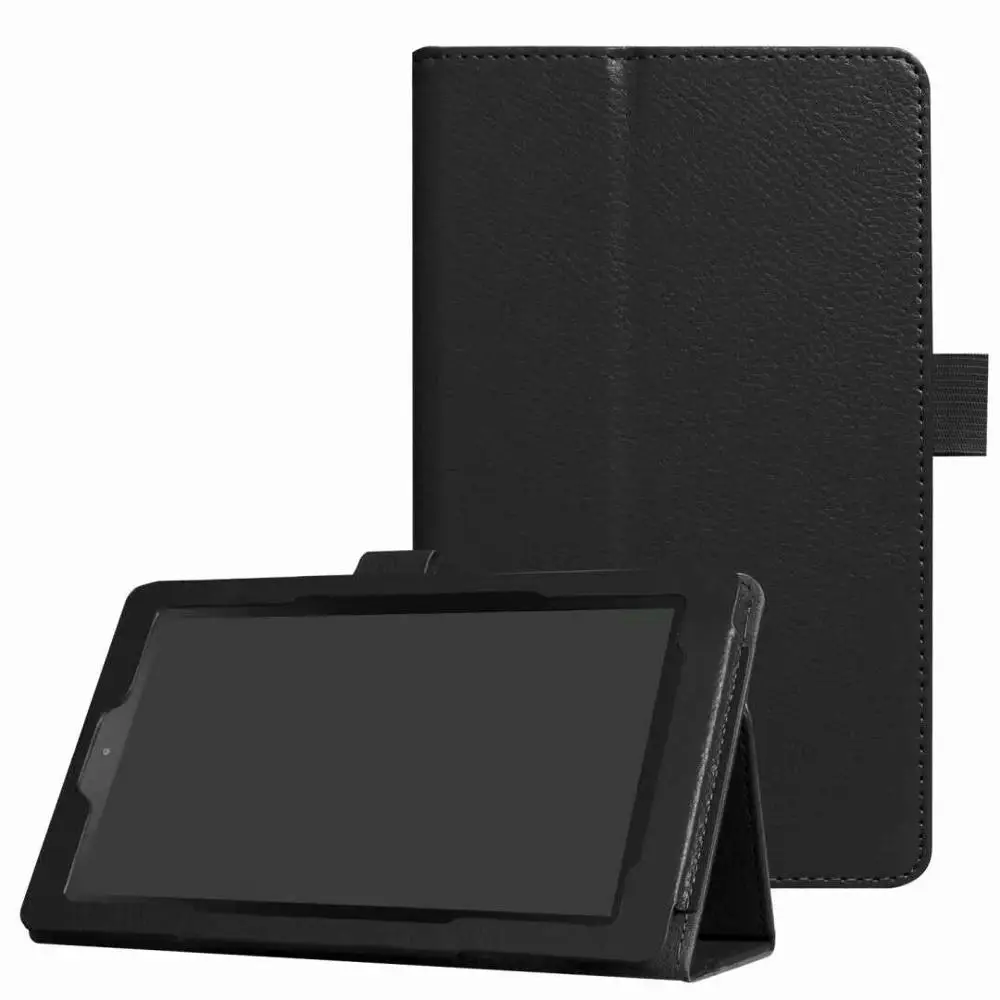 Для Amazon Kindle Fire HD 7 Кожа Folio Stand чехол Fire7 7 дюймов чехол для планшета защитный корпус/кожа противоударный - Цвет: Black