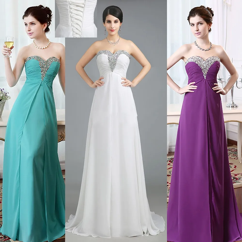 Ready to Ship Sexy White Long Prom Dresses 2014 Sweetheart Beaded