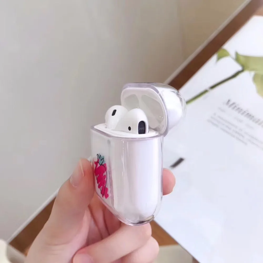 Transparent Case FOR airpod PC Case Cover Bluetooth Wireless Earphone Case For AirPods Apple Box Fruit Coloured Drawing Headset