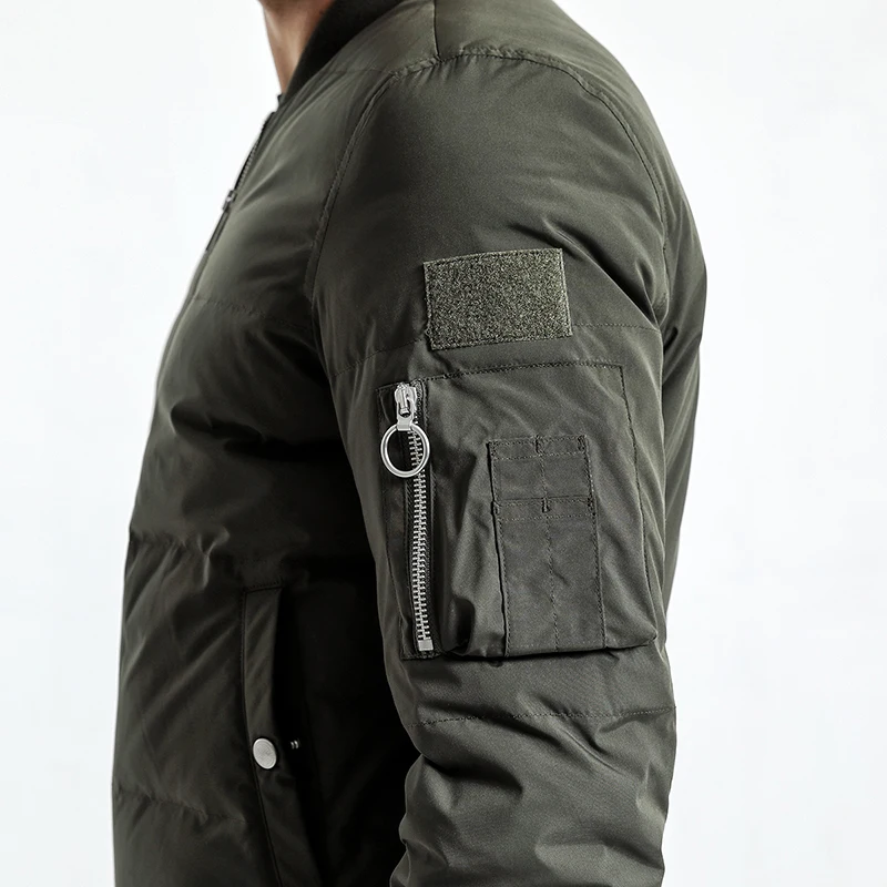 Мужская пуховая куртка-бомбер SIMWOOD, зимняя куртка с 90% наполнением белым утиным пухом,, приталенная демисезонная парка черного цвета, пуховик батальных размеров, YR017004