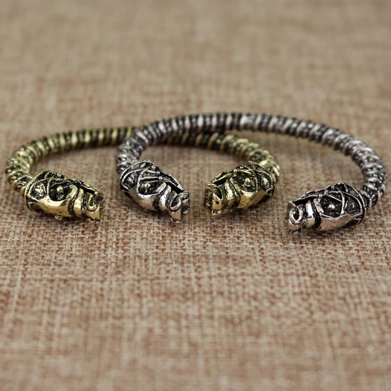 MQCHUN The vikings bracelet two Headed Wolf Fenrir Viking Logo Mens Bracelets Jewelry Maxi Men Pagan Bangles Jewelry Wristband 10