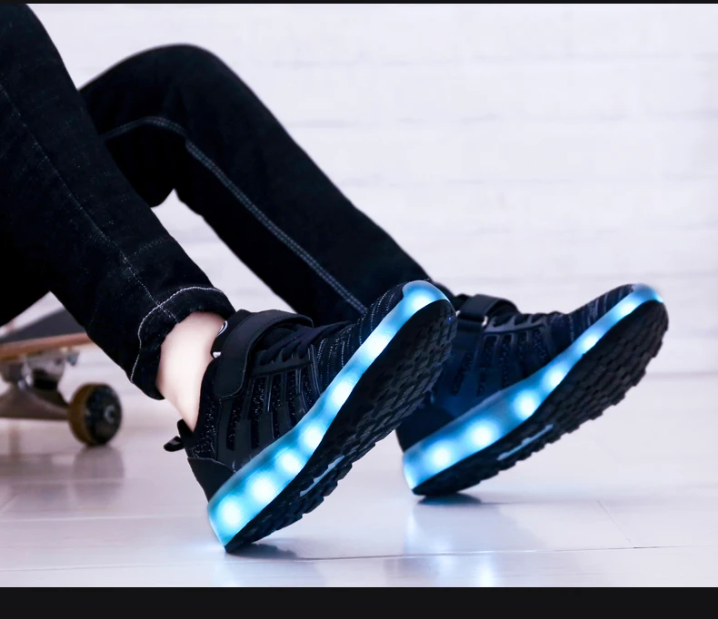 Светящаяся обувь для мальчиков; сезон осень-зима; коллекция года; высококачественные кроссовки со светодиодной подсветкой для девочек; детская обувь с зарядкой через usb; новые мягкие полосы