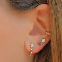 Классические простые серьги-гвоздики с Лунными звездами и радугой cz для женщин, античные золотые серьги Oorbellen Brincos, ювелирные изделия, аксессуары