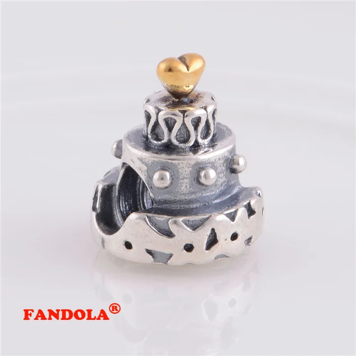 

Fits Pandora Charms Bracelet 925 Sterling Silver Beads Birthday Cake Screw Hole Charm Women DIY Jewelry Making LW326K