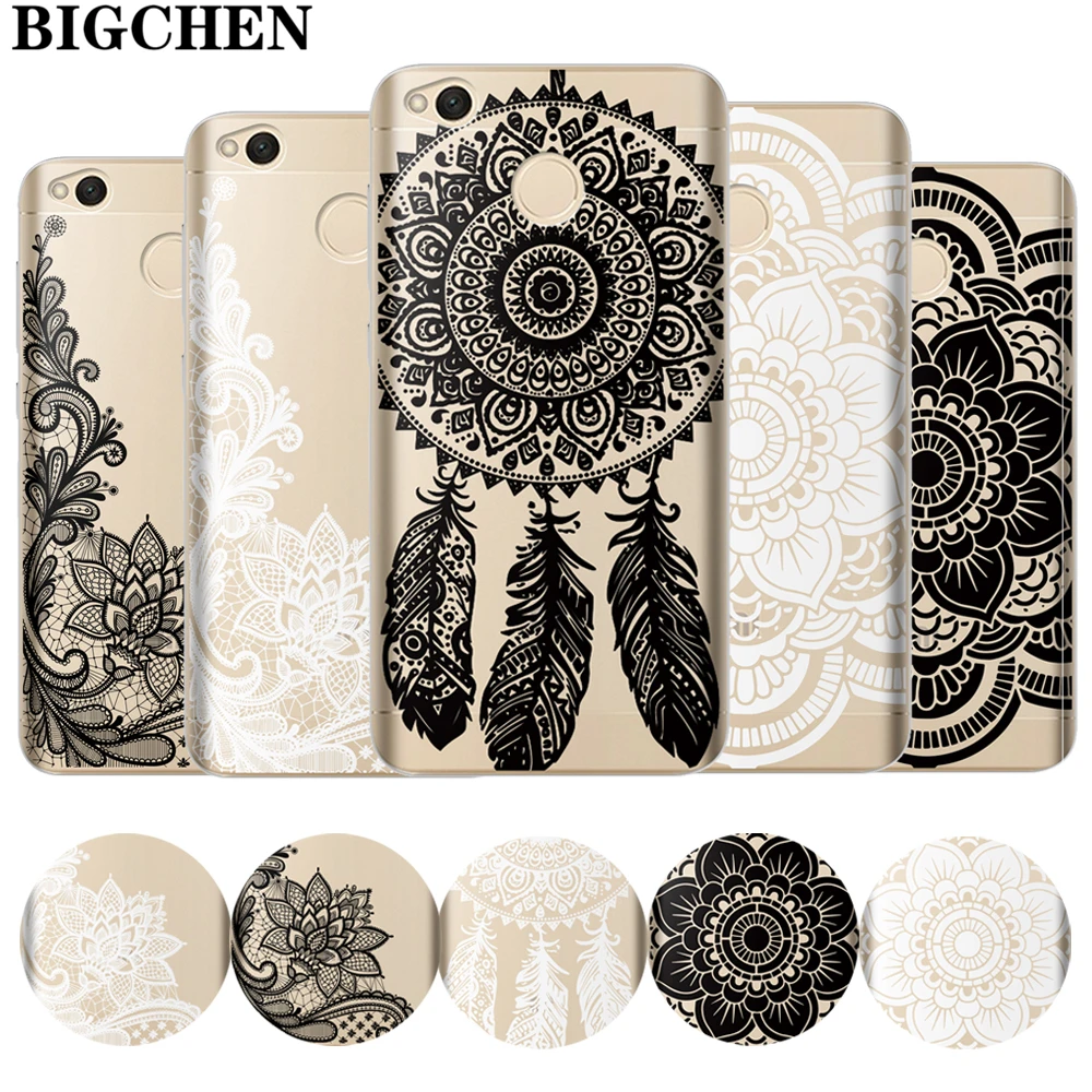 

Floral Lace Mandala Case For Xiaomi Redmi 4X 4A 3S NOTE 4X 3 4 Pro Prime Mi6 Mi 6 A1 Mi5X 5A Soft TPU Silicone Phone Back Cover