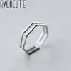 RYOUCUTE-anillo hexagonal en capas con personalidad para mujer, 100% de Color plata auténtica, anillo ajustable con estilo ► Foto 1/3