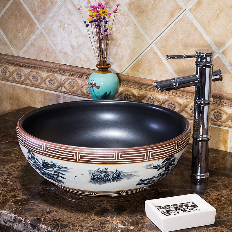 Jingdezhen hand maded ceramic porcelain art bathroom sink basin wash bowl bathroom sinks (1)