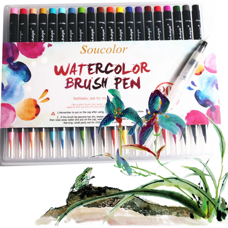 

New Fashion 20 Color Premium Painting Soft Brush Pen Set Watercolor Art Markers Pen Manga Comic Calligraphy