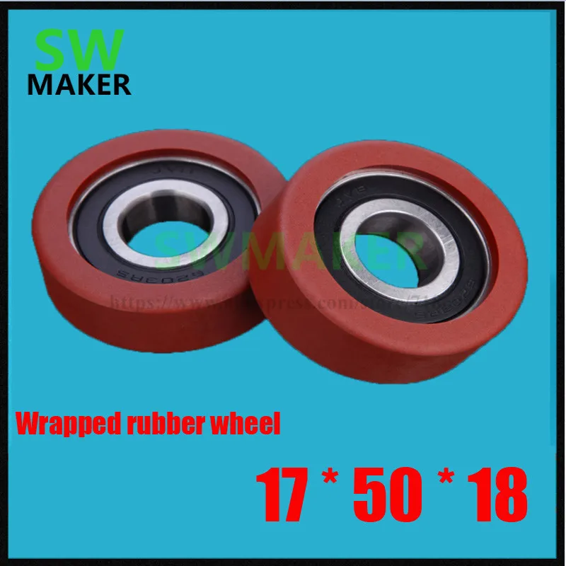 17*50*18mm bearing rubber wheel, polyurethane bearing, 6203 pack rubber