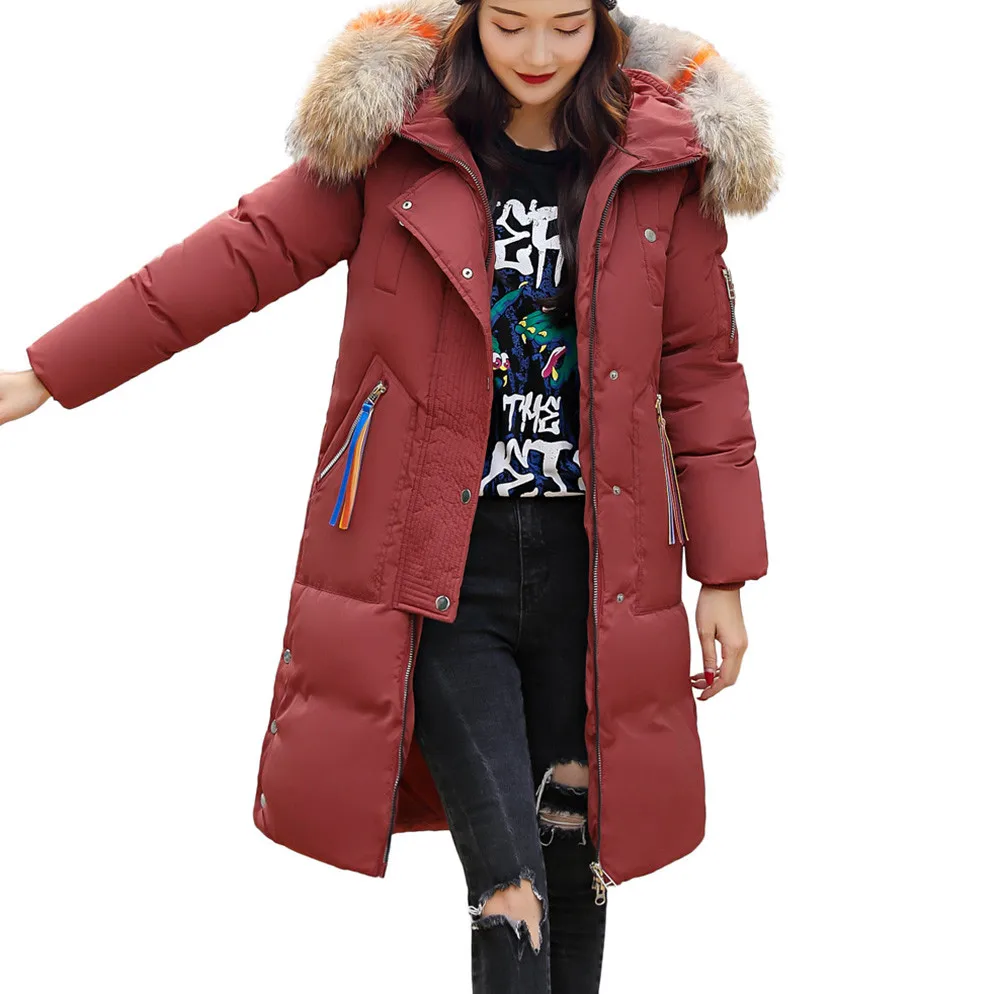 Женское пальто, зимняя верхняя одежда, пальто для женщин, зимнее теплое пальто из искусственного меха с капюшоном, Толстая теплая тонкая длинная куртка, пальто