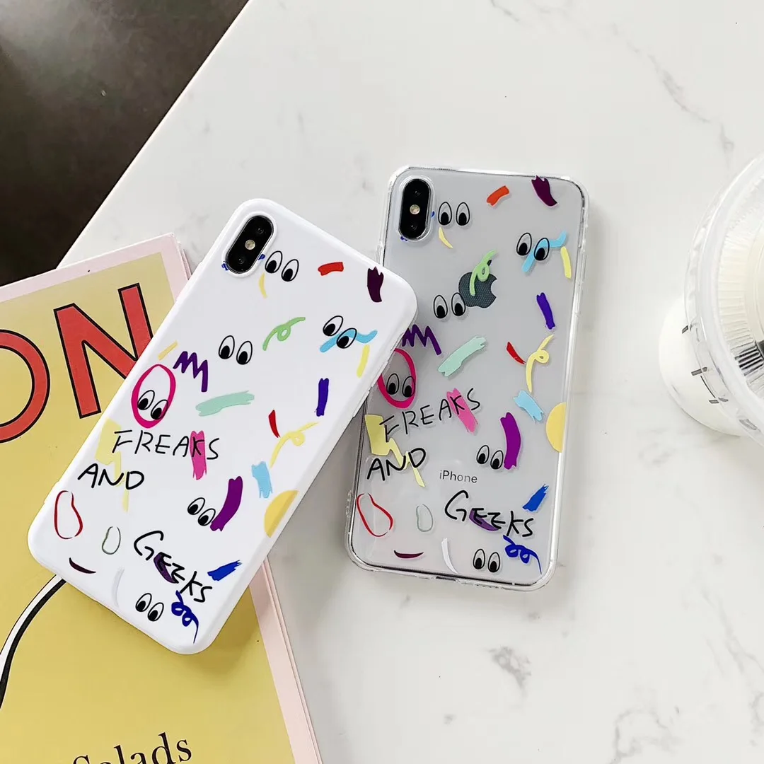

INS Korea cute doodle couple eyes phone case For iphone Xs MAX XR X 6 6s 7 8 plus simple candy clear soft TPU back Cover Fundas