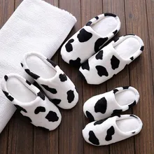 

OUTAD Funny Cow Winter Slippers Home Women Shoes Indoor Floor Cow Ladies Shoes Plush Animals Slippers For Women Men Felmale